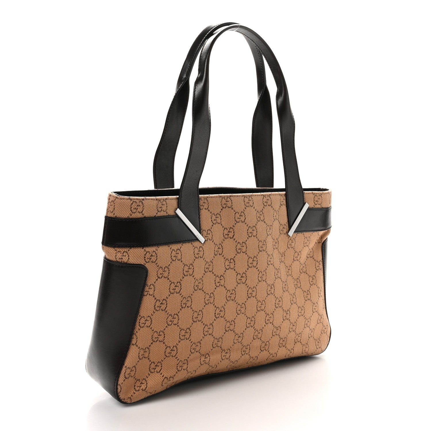 Gucci Denim Monogram Tote Dark Brown 3 of 10