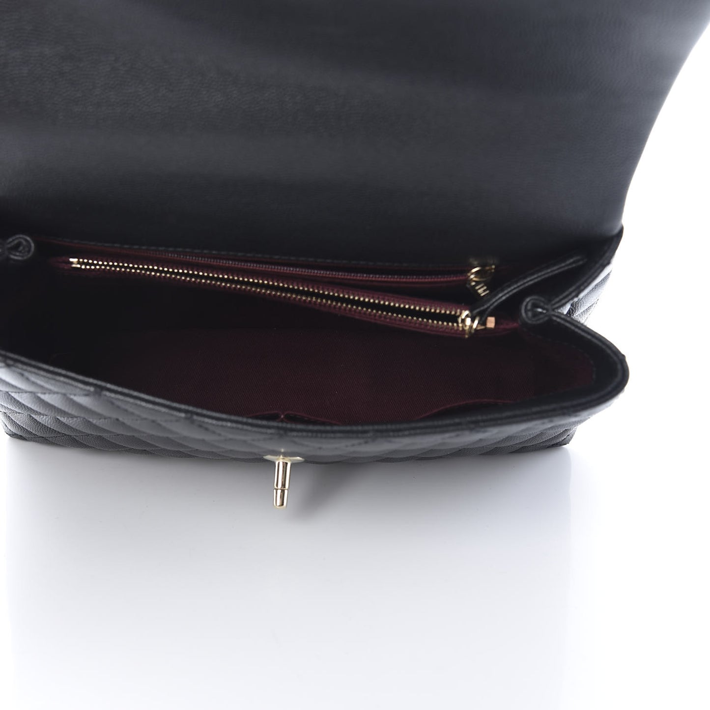Caviar Quilted Small Coco Handle Flap Black
