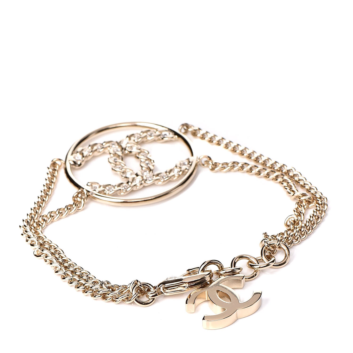 Chanel Baguette Crystal High Society CC Chain Bracelet Gold 3 of 5