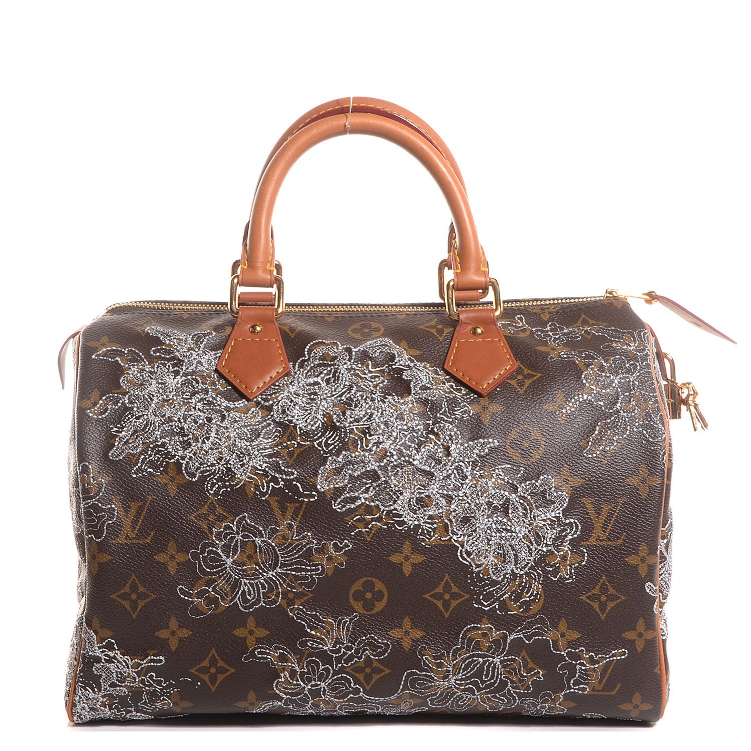 Louis Vuitton Monogram Dentelle Speedy 30 Silver 1 of 7