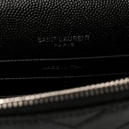 Saint Laurent Grain De Poudre Matelasse Chevron Monogram Envelope Chain Wallet Black 5 of 11