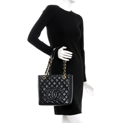 Chanel Caviar Quilted Petit Shopping Tote PST Black 2 of 8