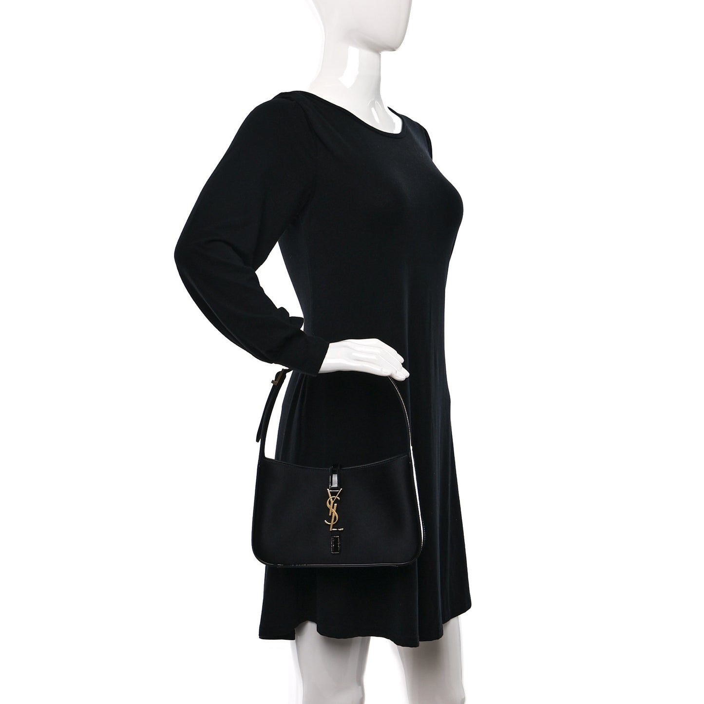 Silk Satin Calfskin Le 5 A 7 Hobo Black