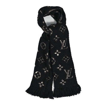 Louis Vuitton Wool Silk Logomania Shine Scarf Black 1 of 3