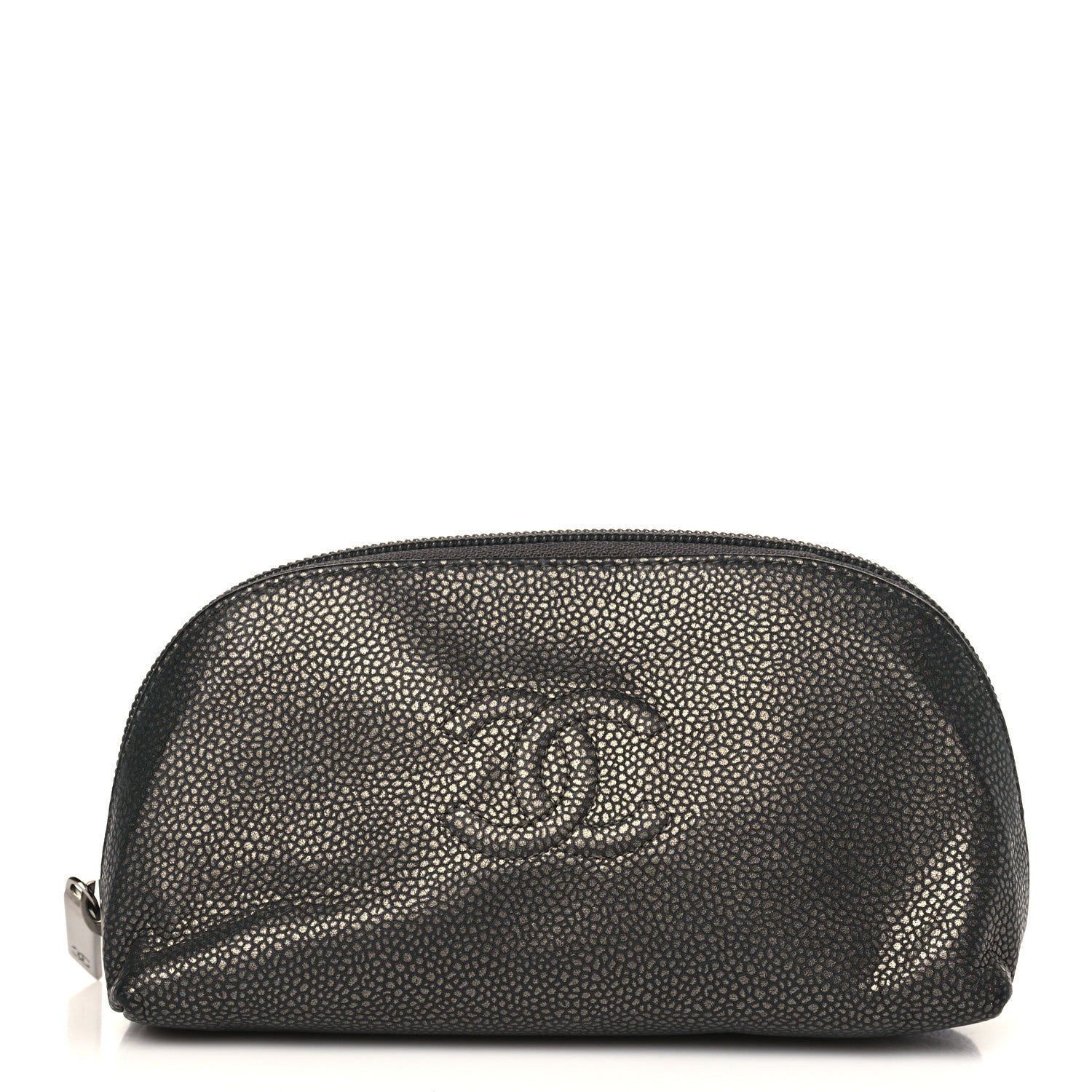 Chanel Metallic Caviar Timeless CC Cosmetic Pouch Dark Grey 1 of 9