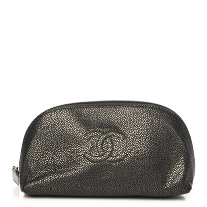 Chanel Metallic Caviar Timeless CC Cosmetic Pouch Dark Grey 1 of 9