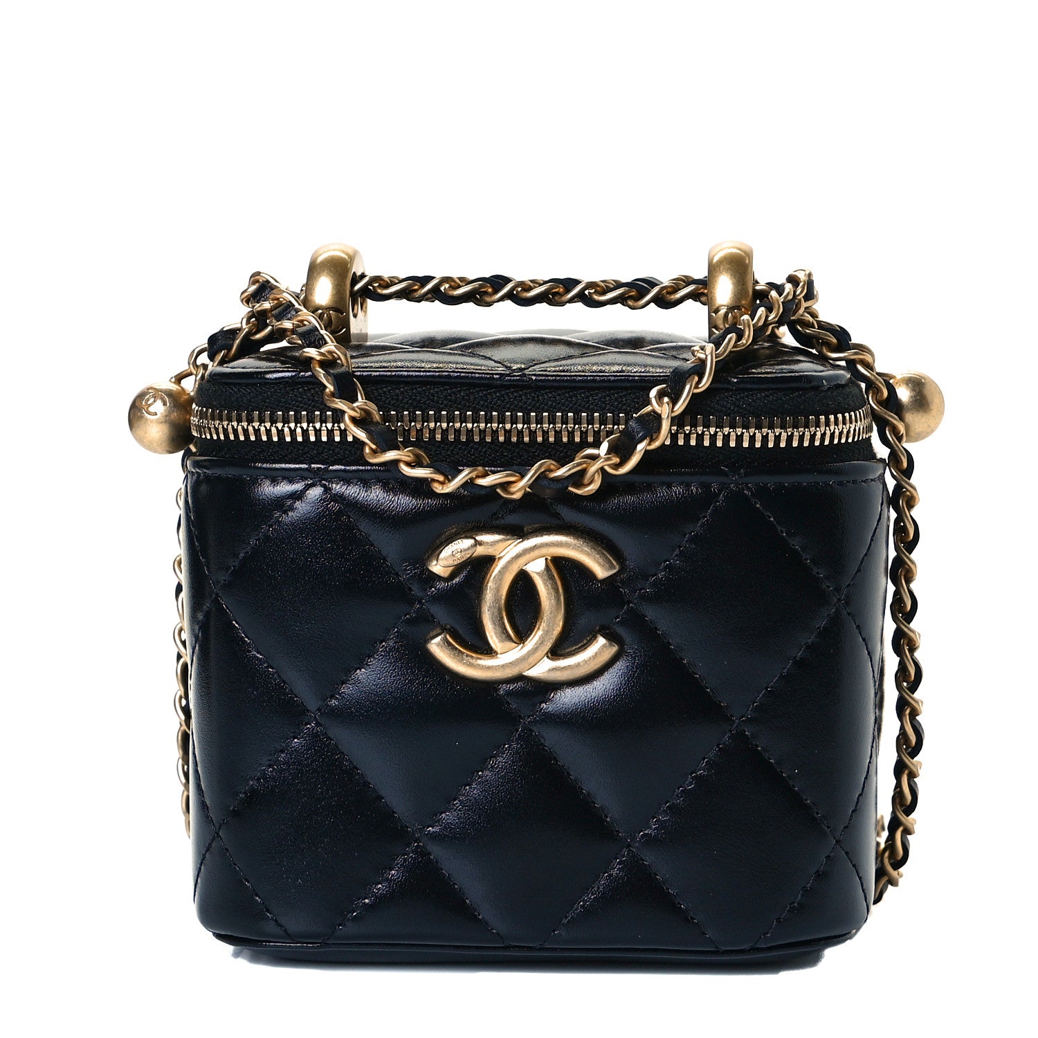 Chanel Calfskin Quilted Mini Perfect Fit Vanity Case With Chain Black 1 of 9