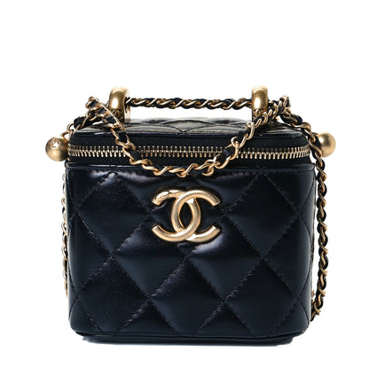 Chanel Calfskin Quilted Mini Perfect Fit Vanity Case With Chain Black 1 of 9