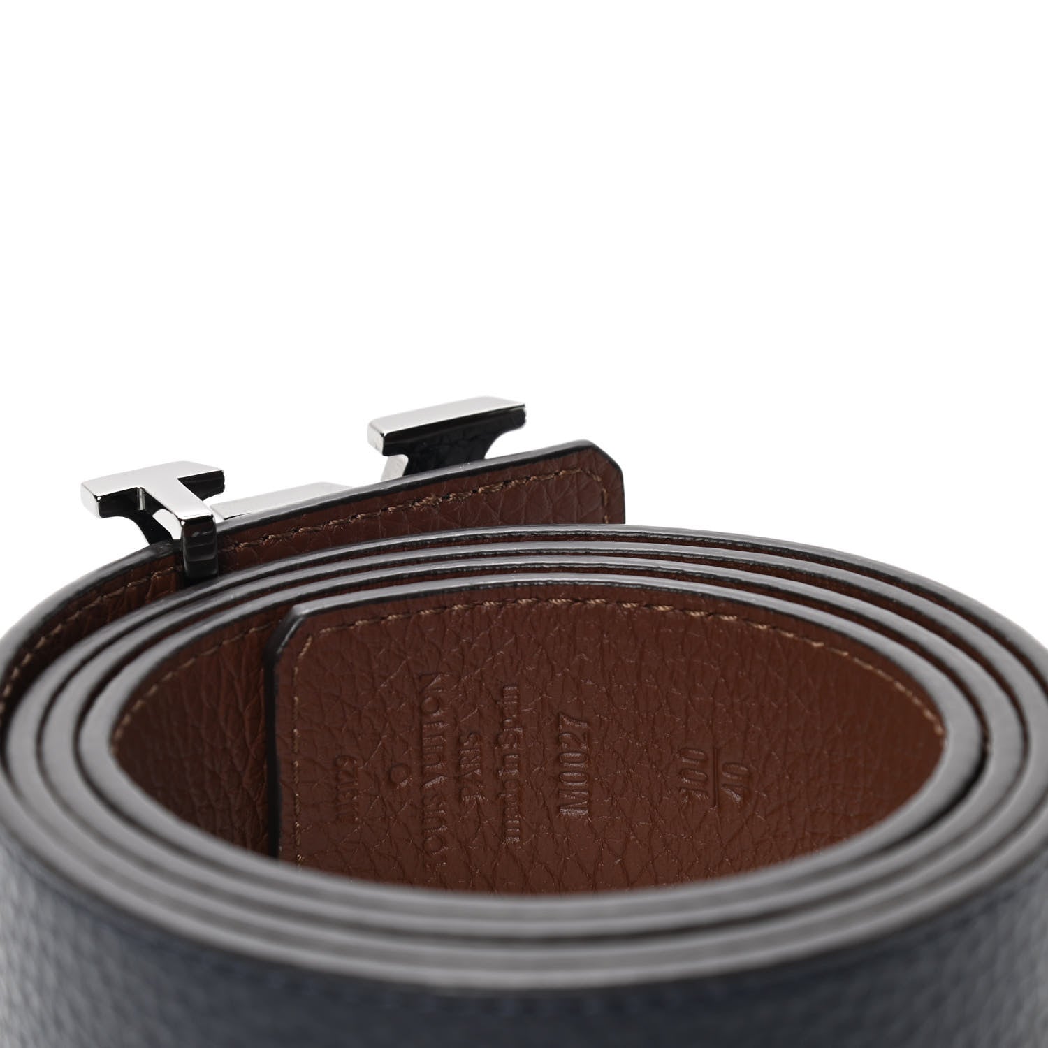 Louis Vuitton Taurillon Calfskin 40mm LV Tilt Reversible Belt 100 40 Navy Cognac 3 of 4