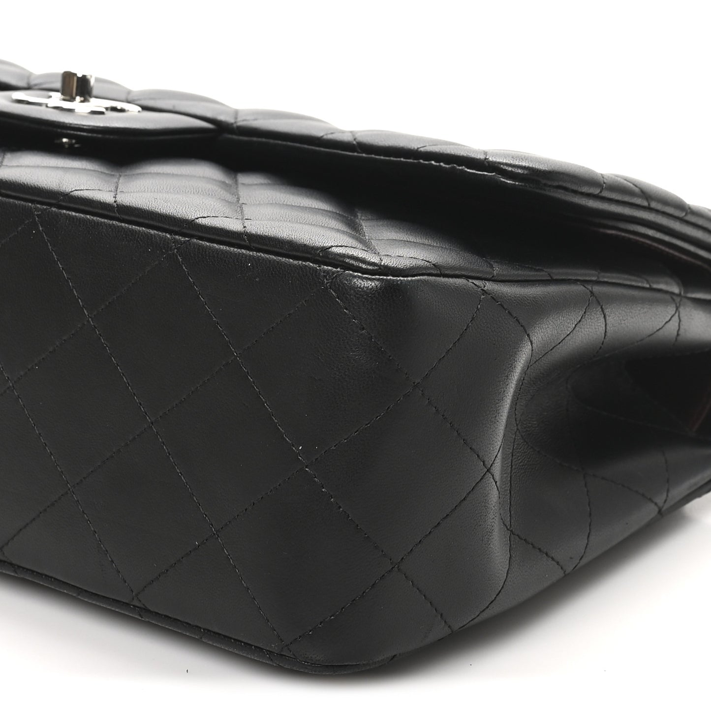 Lambskin Quilted Jumbo Double Flap Black