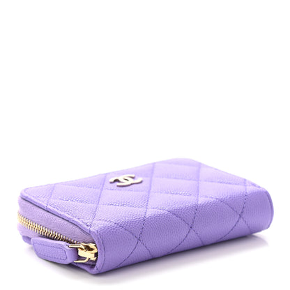 Chanel Caviar Quilted Zip Around Coin Purse Wallet Purple 4 of 7