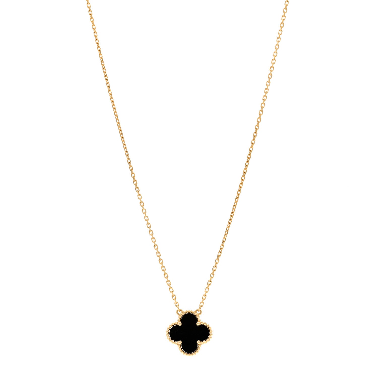 Van Cleef & Arpels VAN CLEEF & ARPELS 18K Yellow Gold Black Onyx Vintage Alhambra Pendant Necklace 1 of 6