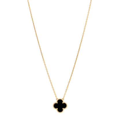 Van Cleef & Arpels VAN CLEEF & ARPELS 18K Yellow Gold Black Onyx Vintage Alhambra Pendant Necklace 1 of 6