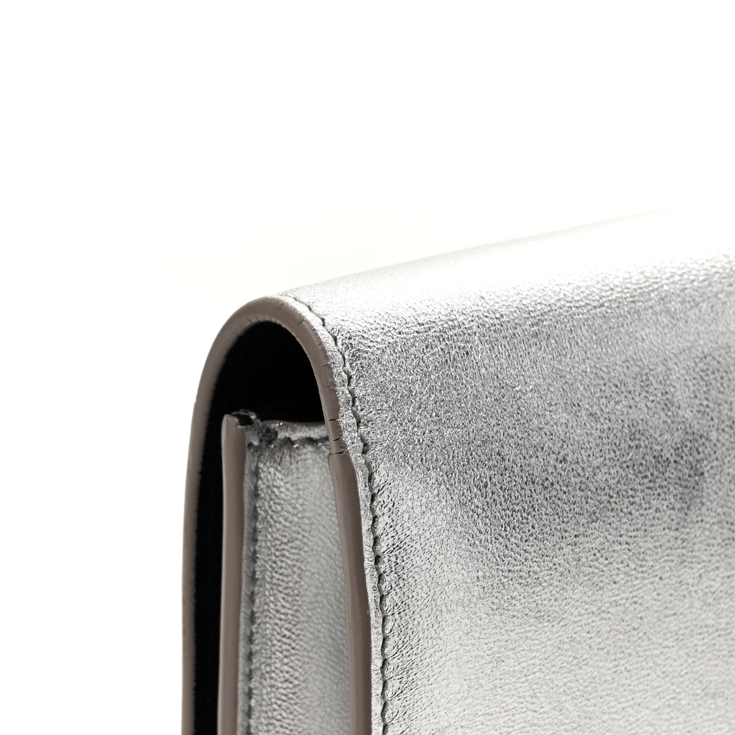 Saint Laurent Textured Metallic Calfskin Classic Monogram Cassandre Clutch Silver 13 of 14