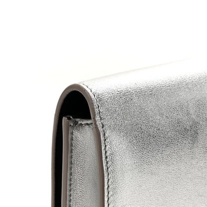 Saint Laurent Textured Metallic Calfskin Classic Monogram Cassandre Clutch Silver 13 of 14