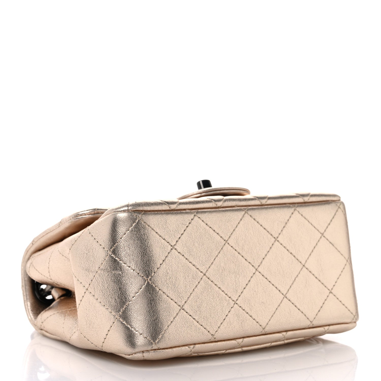 Chanel Metallic Lambskin Quilted Mini Square Flap Gold Black 4 of 10