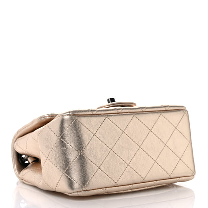 Chanel Metallic Lambskin Quilted Mini Square Flap Gold Black 4 of 10