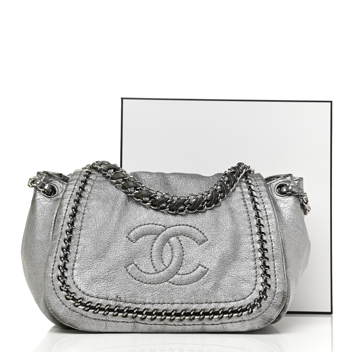 Chanel Metallic Deerskin Luxe Ligne Flap Silver 21 of 21