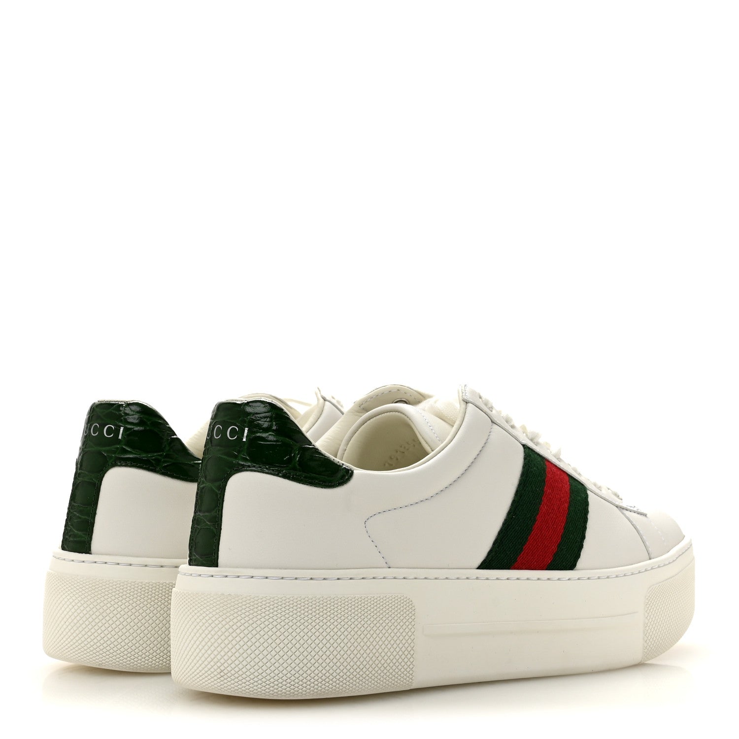 Gucci Ultralight Plume Calfskin Web Womens Ace Platform Sneakers 38.5 White 5 of 10