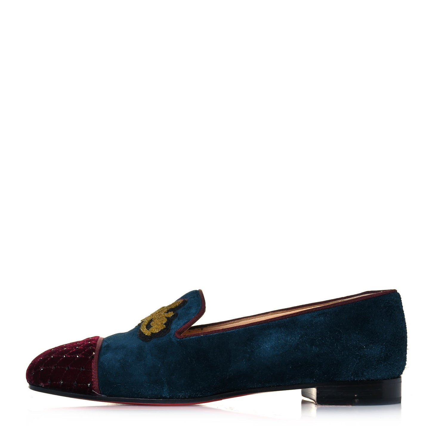 Velvet Veau Velours Cap Toe I Love My Loubies Loafers 38 Rouge Imperial Blue Kohl