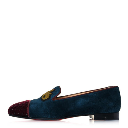 Christian Louboutin Velvet Veau Velours Cap Toe I Love My Loubies Loafers 38 Rouge Imperial Blue Kohl 1 of 9