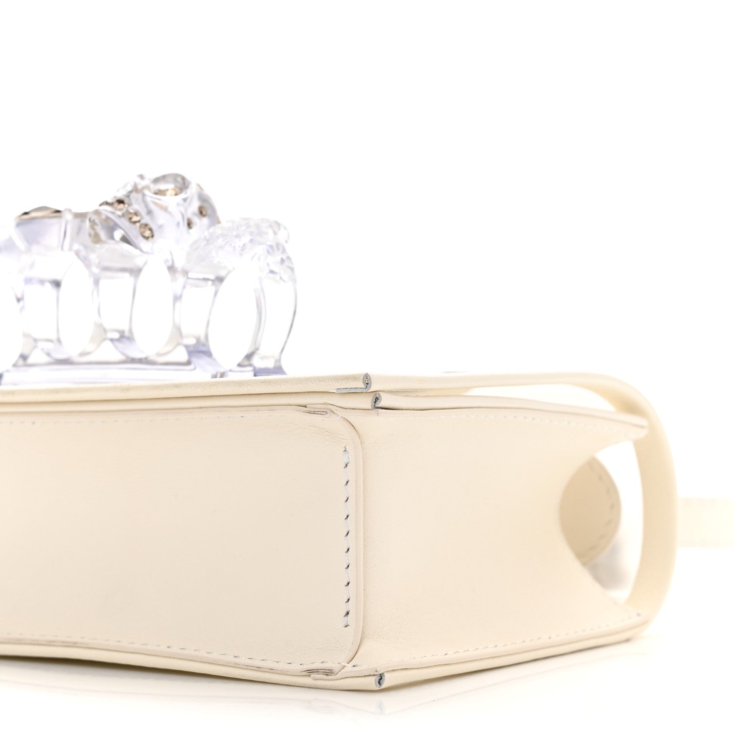 Alexander McQueen Calfskin Polyurethane Mini Jeweled Knuckle Satchel Clear White 9 of 9