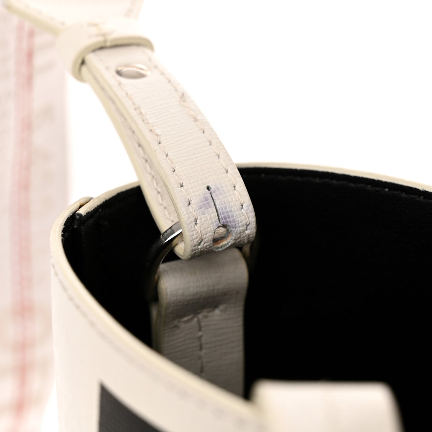 Saffiano Striped Diag Binder Crossbody White