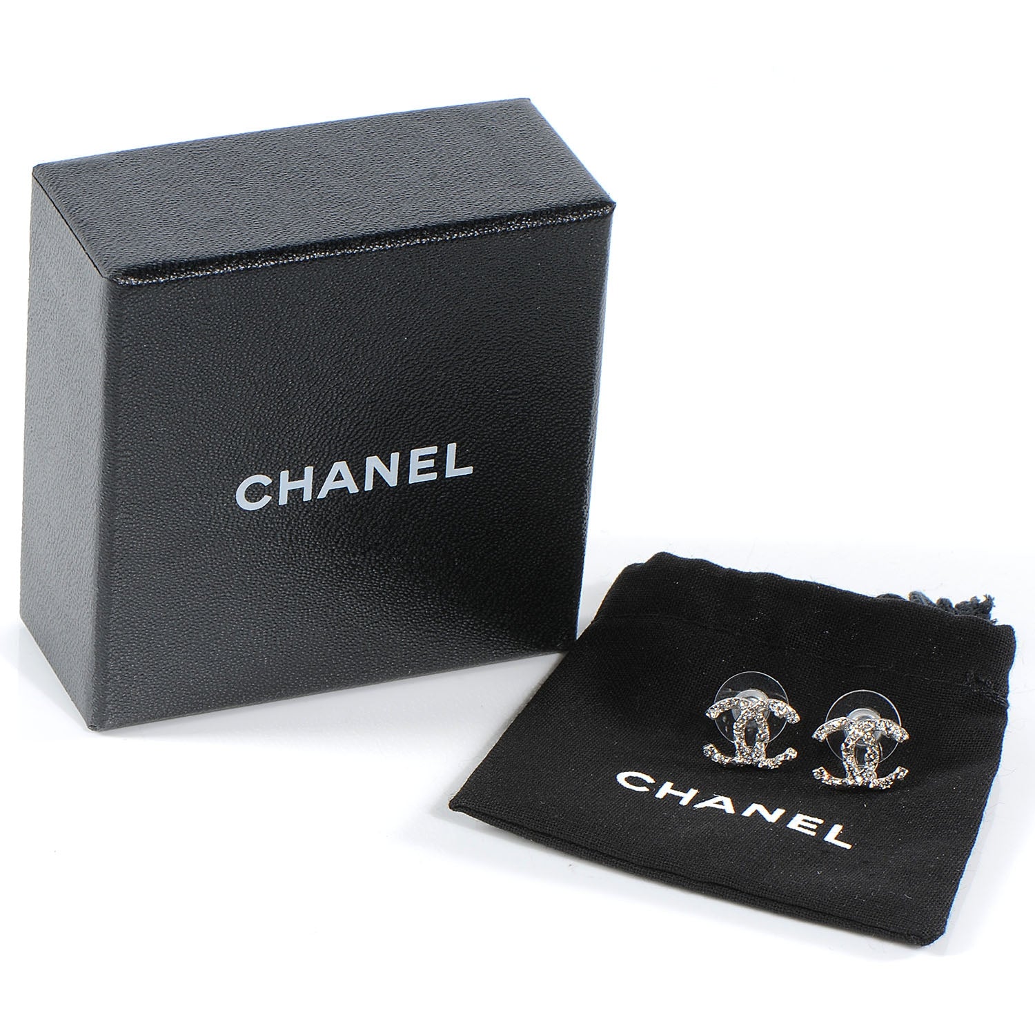 Chanel Crystal CC Earrings Silver 6 of 6