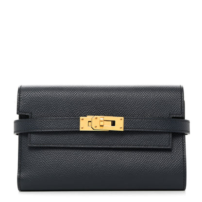 Hermes Epsom Verso Medium Kelly Wallet Bleu Indigo Black 1 of 7