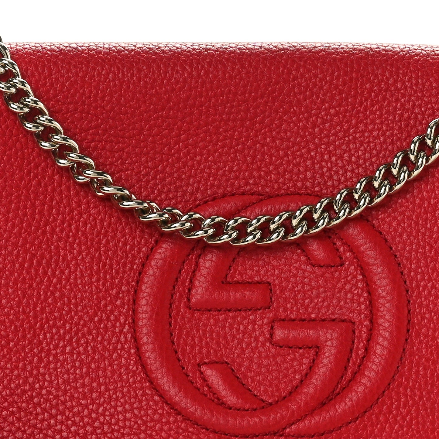 Pebbled Calfskin Medium Soho Flap Crossbody Vibrant Red