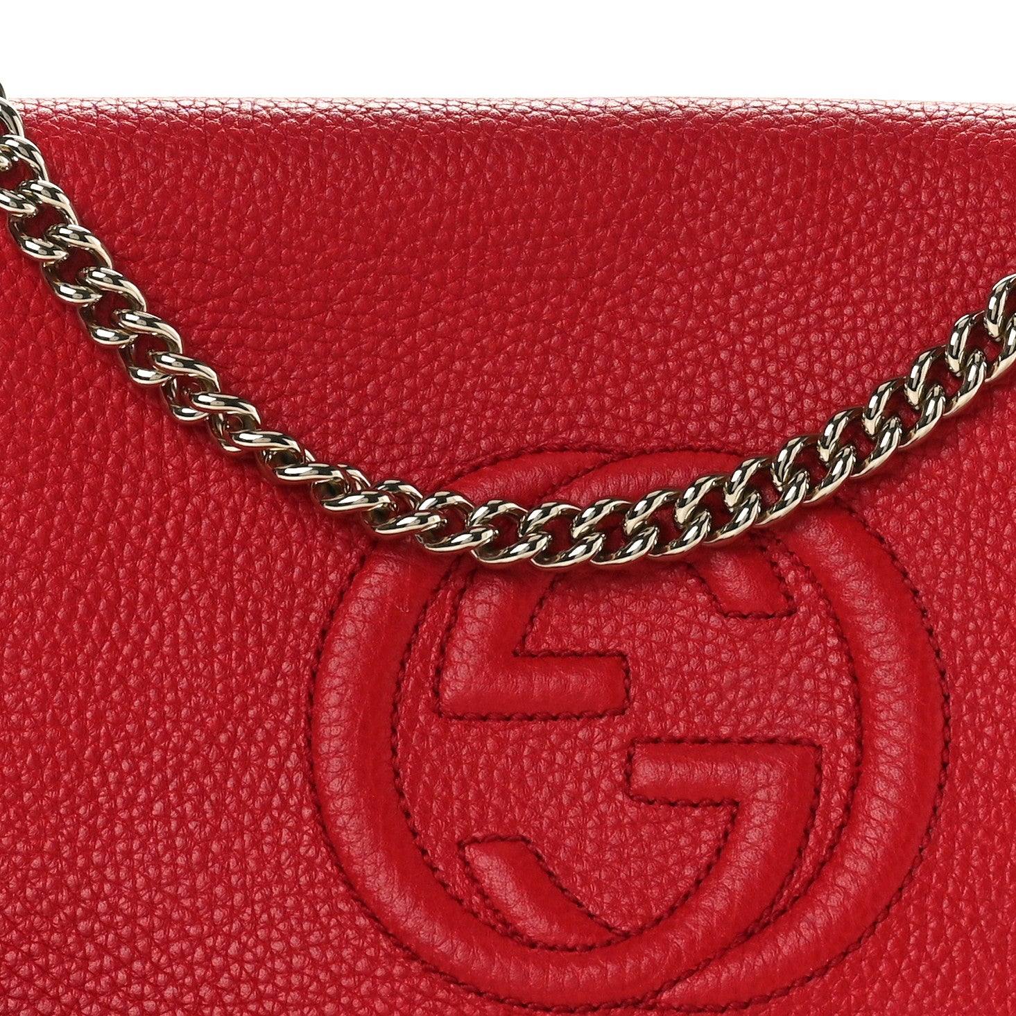 Gucci Pebbled Calfskin Medium Soho Flap Crossbody Vibrant Red 9 of 11