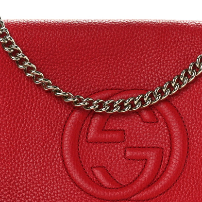 Gucci Pebbled Calfskin Medium Soho Flap Crossbody Vibrant Red 9 of 11