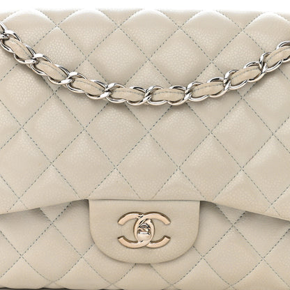 Chanel Caviar Quilted Jumbo Double Flap Grey 10 of 16