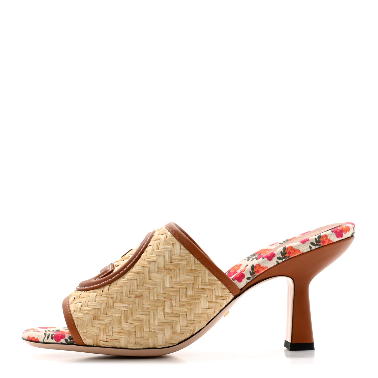 Raffia Malaga Kid Interlocking G Sandals 39.5 Natural