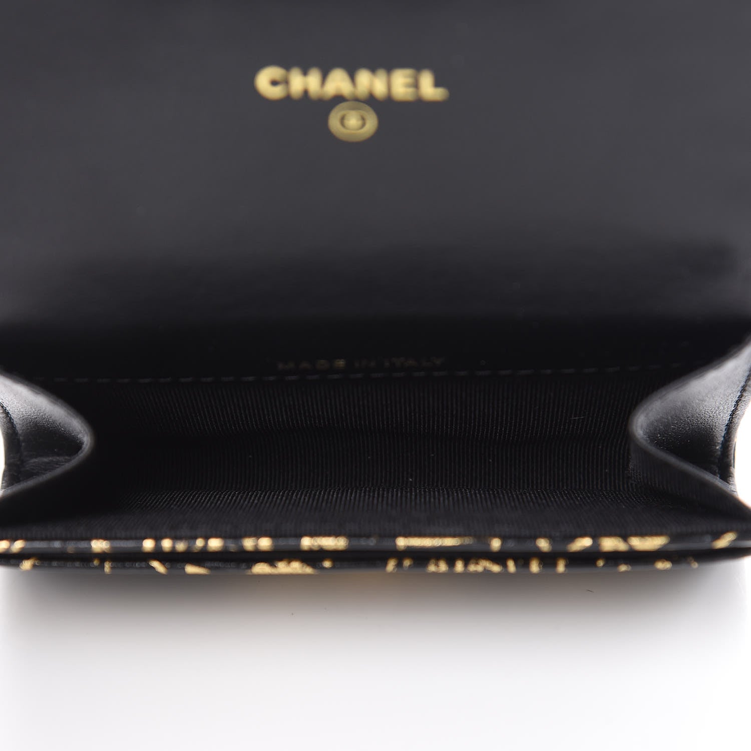 Chanel Calfskin Crocodile Embossed Graffiti Reissue Card Holder Wallet Black Gold 5 of 8
