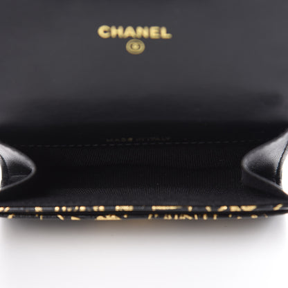 Chanel Calfskin Crocodile Embossed Graffiti Reissue Card Holder Wallet Black Gold 5 of 8
