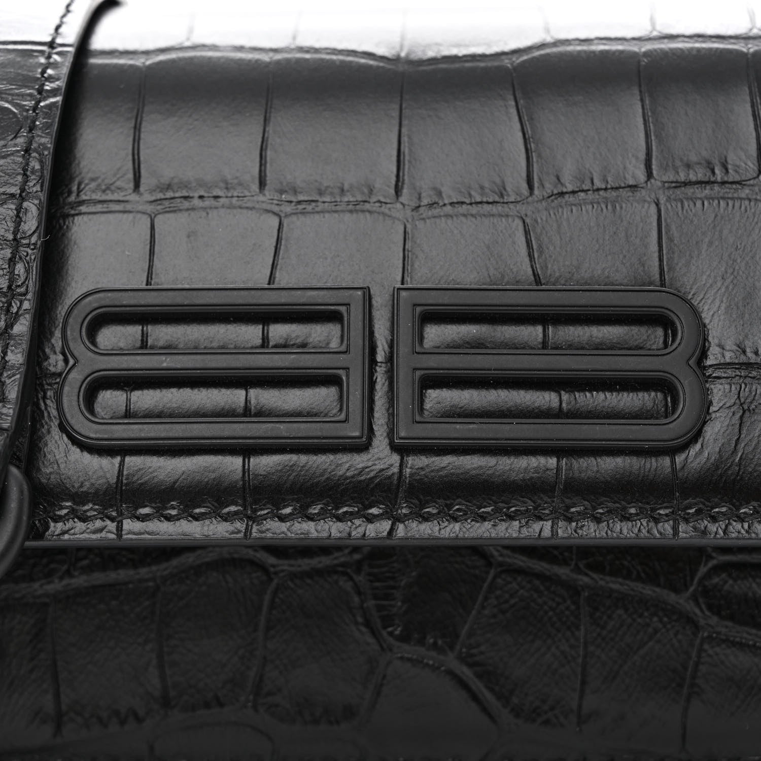 Balenciaga Extra Supple Calfskin Monochrome Crocodile Embossed Gossip Chain Bag XS Black 8 of 10