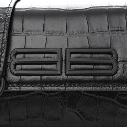 Balenciaga Extra Supple Calfskin Monochrome Crocodile Embossed Gossip Chain Bag XS Black 8 of 10
