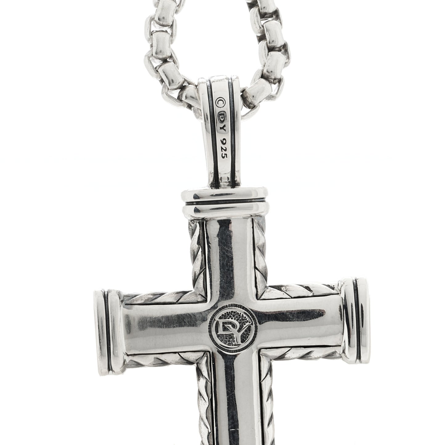 Sterling Silver Black Diamond Chevron Cross Pave Pendant Necklace