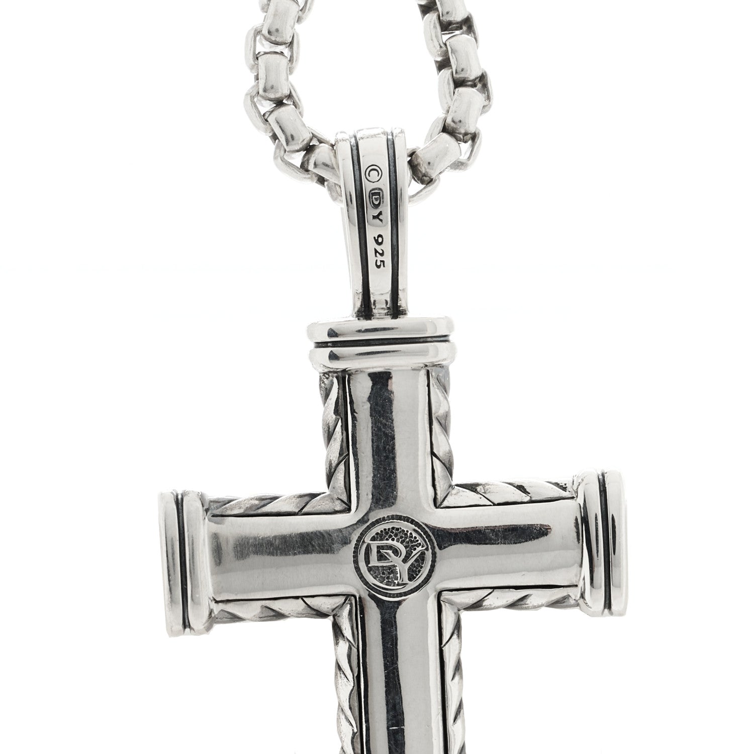 David Yurman Sterling Silver Black Diamond Chevron Cross Pave Pendant Necklace 3 of 4