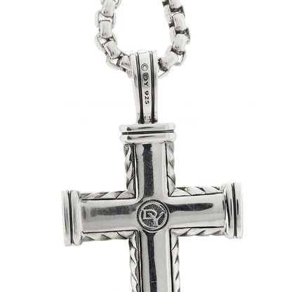 David Yurman Sterling Silver Black Diamond Chevron Cross Pave Pendant Necklace 3 of 4