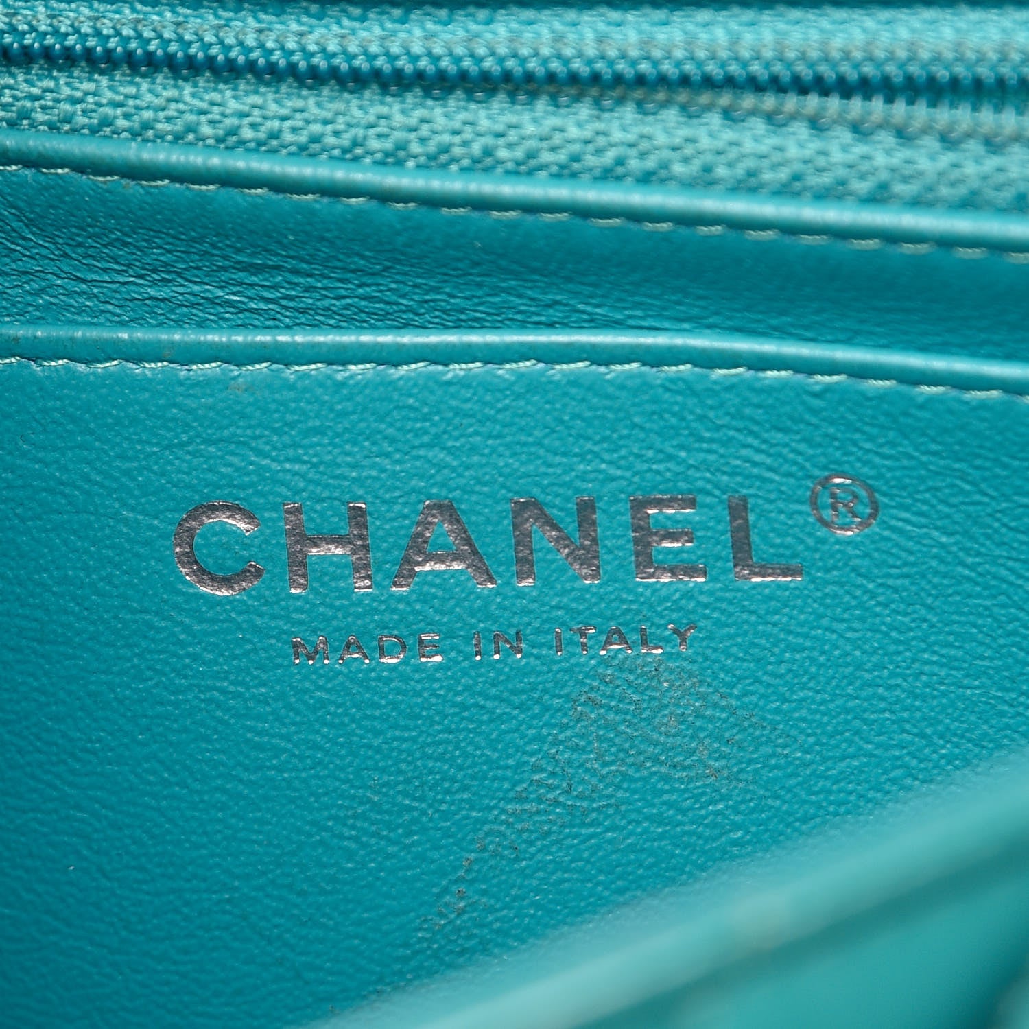 Chanel Patent Calfskin Chevron Quilted Mini Rectangular Flap Blue 6 of 14