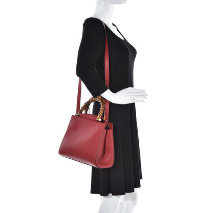 Gucci Nappa Bamboo Small Nymphaea Top Handle Bag Hibiscus Red 2 of 10