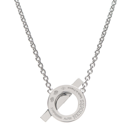 Hermes 18K White Gold Diamond Finesse Pendant Necklace 5 of 6