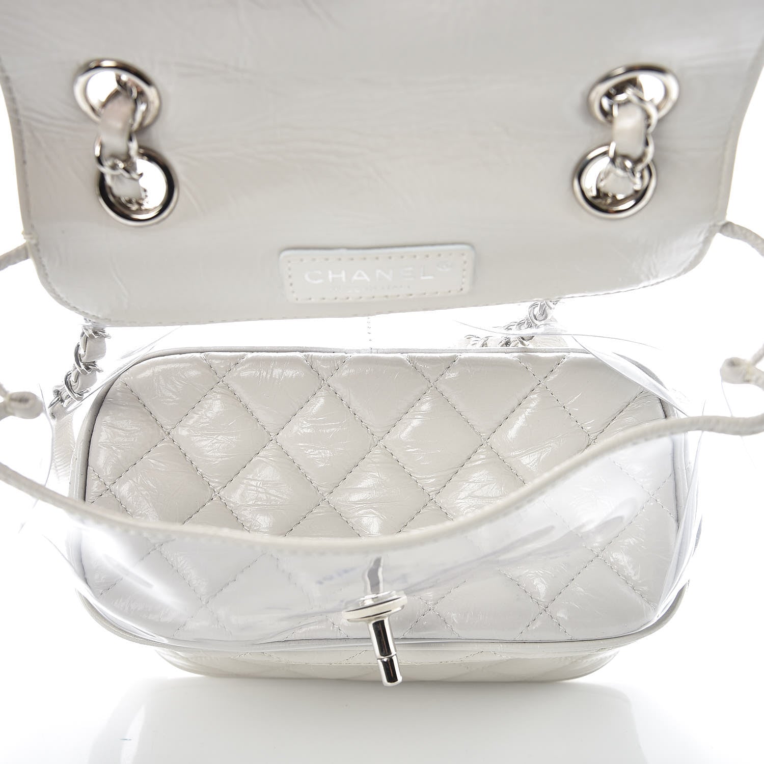 Chanel Crumpled Calfskin PVC Quilted Backpack White 5 of 13