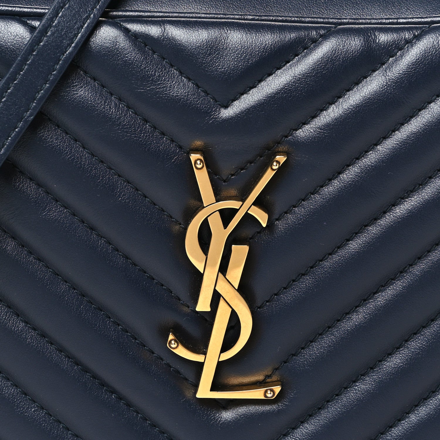 Saint Laurent Calfskin Matelasse Monogram Lou Camera Bag Deep Marine 8 of 11