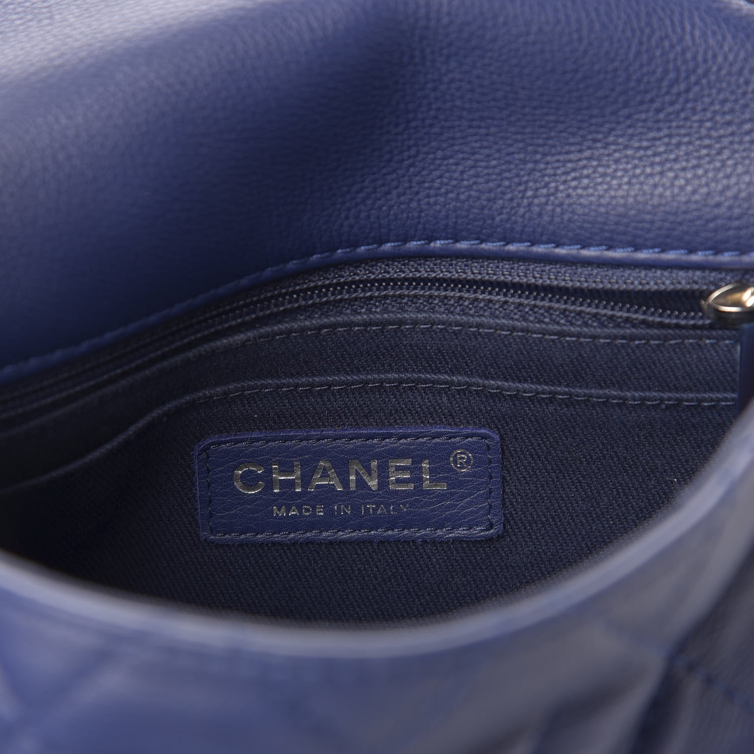 Chanel Calfskin Quilted CC Curvy Flap Blue 6 of 11
