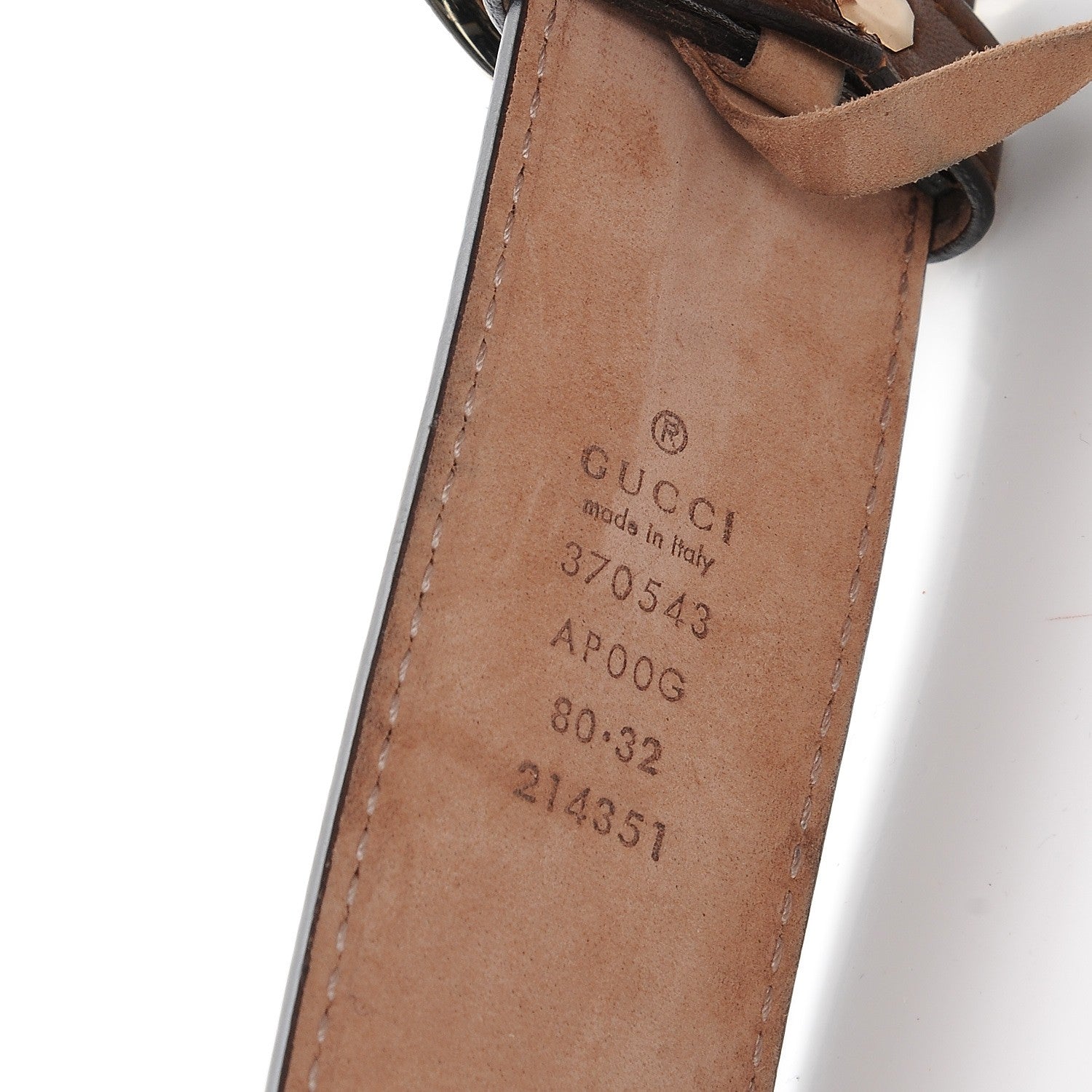 Gucci Calfskin Interlocking G 37mm Belt 80 32 Nut Brown 7 of 7