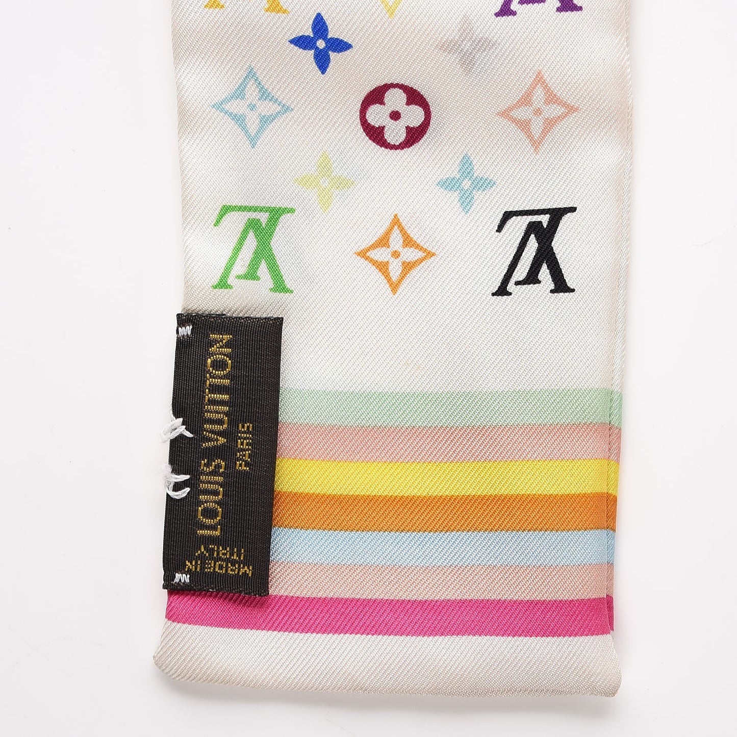 Silk Monogram Multicolor Bandeau White