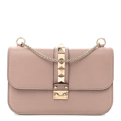 Valentino Garavani Vitello Medium Glam Lock Rockstud Flap Poudre 1 of 10